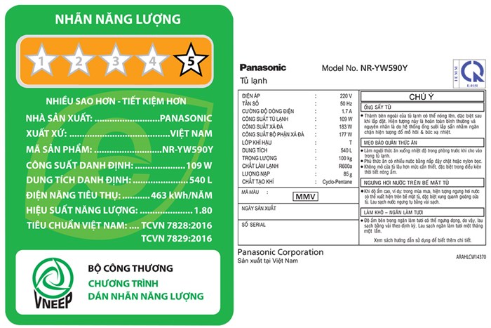 Tủ lạnh Panasonic Inverter 540 lít Multi Door NR-YW590YMMV